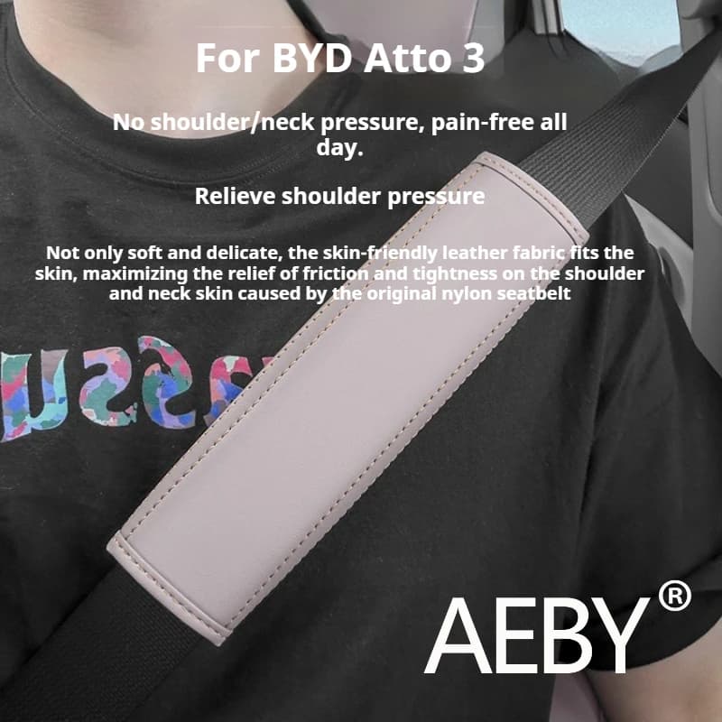 AEBY For BYD Atto 3 Smart Driving Edition 2025 Seat Belt Shoulder Pad,Anti-Slip Anti-Scratch Car Safety Belt Cover,Safety Belt