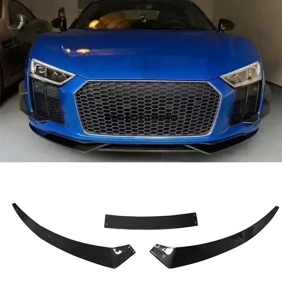 3 PCS  Carbon Fiber Front Bumper Lip Spoiler Chin Splitters for  R8 V8 V10 2015-2019 Front Front Car Styling