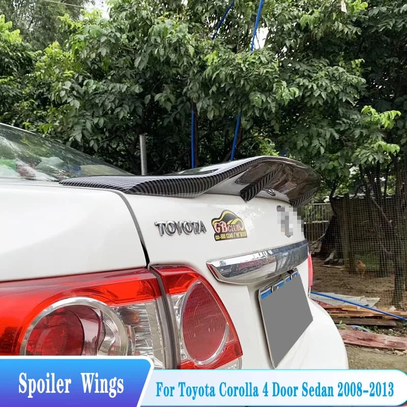 For 2008-2013 Toyota Corolla Car Rear Trunk Spoiler Lip Wings R Style ABS Material Car Exterior Tuning Trim Body Kit Accessories
