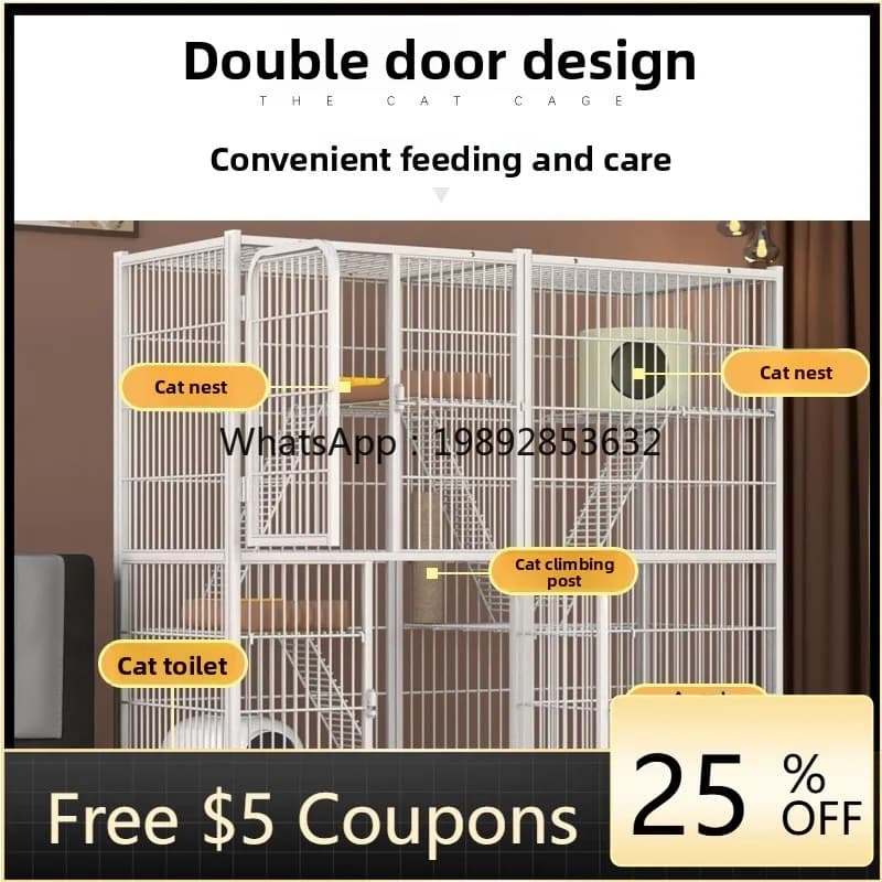 LYY Large Square Tube Cat Cage Cat House Cat Shelter Villa Breeding Cage for Kittens and Adult Cats Universal for Cats
