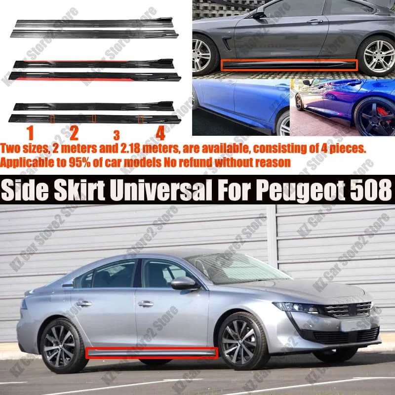 FOR Peugeot 508 2M Car Side Skirt Extension Plate Lip Separator Bumper 2.18M Racing Side Spoiler Universal Car Side
