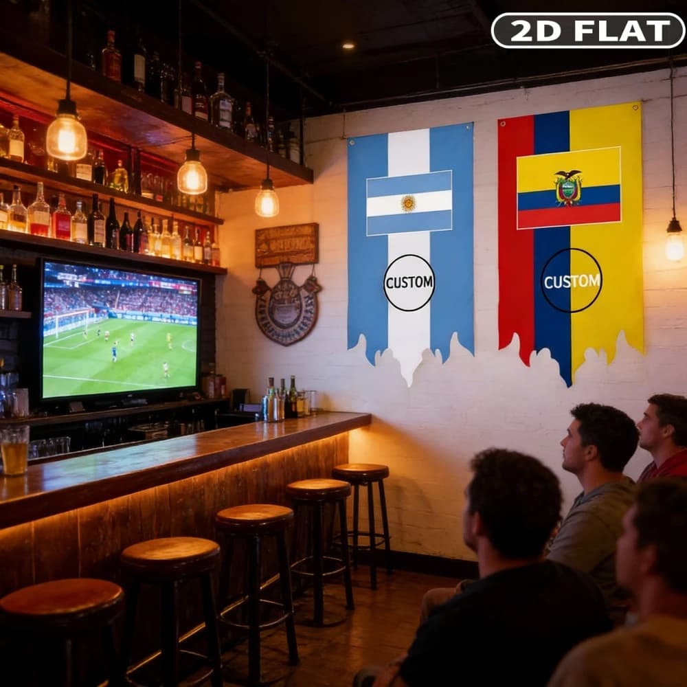 2D FLAT 1pc Custom Football/Soccer Match Flags Tapestries, Personalized Your Logo/Image, Unique Flame Profile Design, Team Flags
