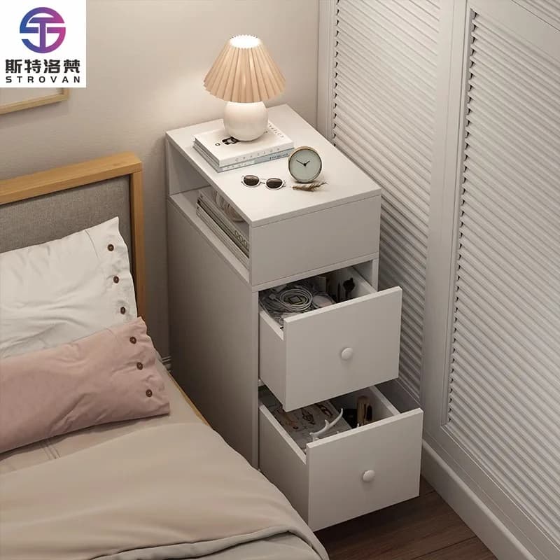 Nordic Modern Ultra-Narrow Storage Locker Small Bedside Cabinet with Wall Side Gap Bedroom Furniture