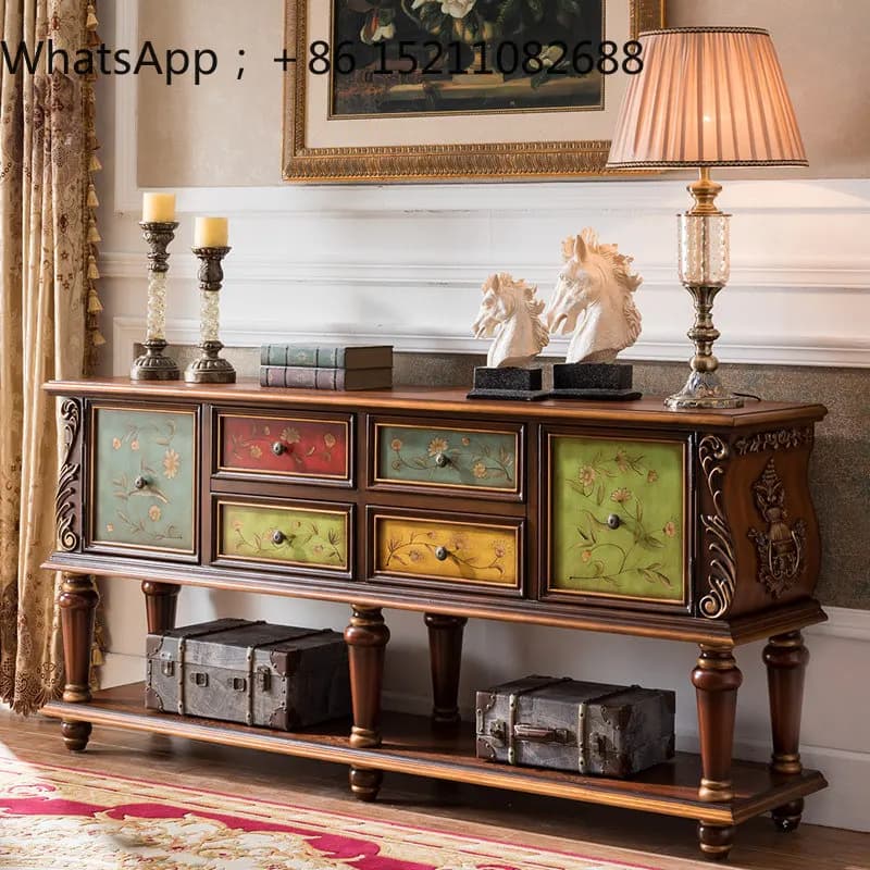 SCY entrance decorative cabinet dining side cabinet solid wood entrance table side cabinet back to the corridor table