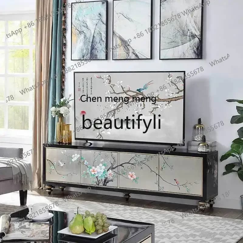 ss8350 SS New Chinese TV cabinet paint painted coffee table combination low cabinet living room solid wood floor cabinet