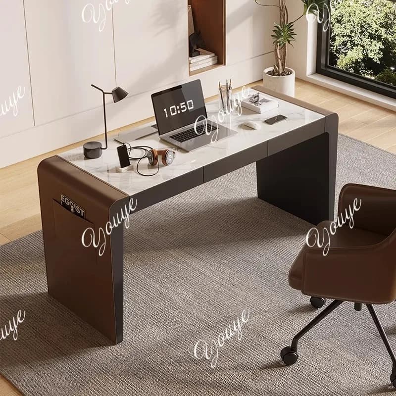Designer high-end desk Italian minimalist study home boss desk modern light luxury slate
