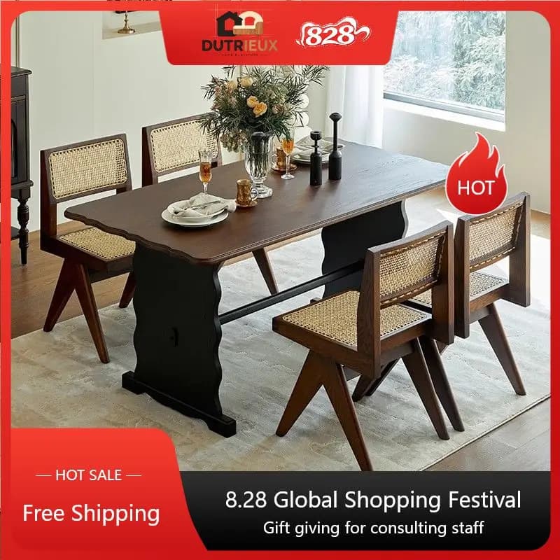 Restaurant Wooden Dining Table Nordic Minimalist Modern Luxury Dining Table Living Room Kitchen Mesas De Jantar Furniture Home