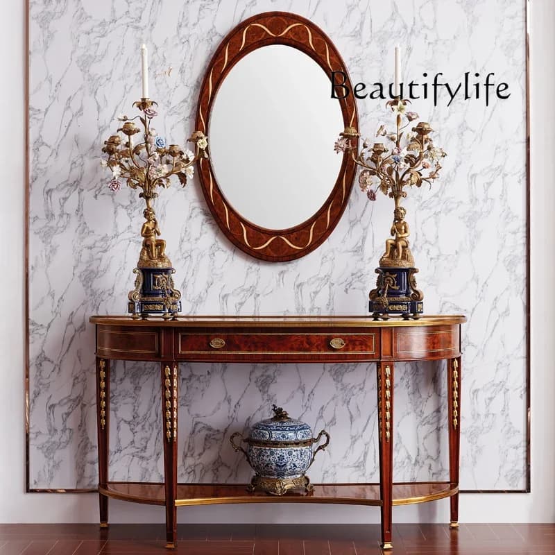 M British Neoclassical Solid Wood Entrance Decorative Cabinet High-end Furniture Household Simple Living Room Storage Cabinet