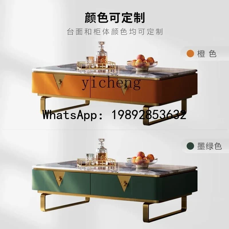 light luxury coffee table TV cabinet modern living room furniture square marble