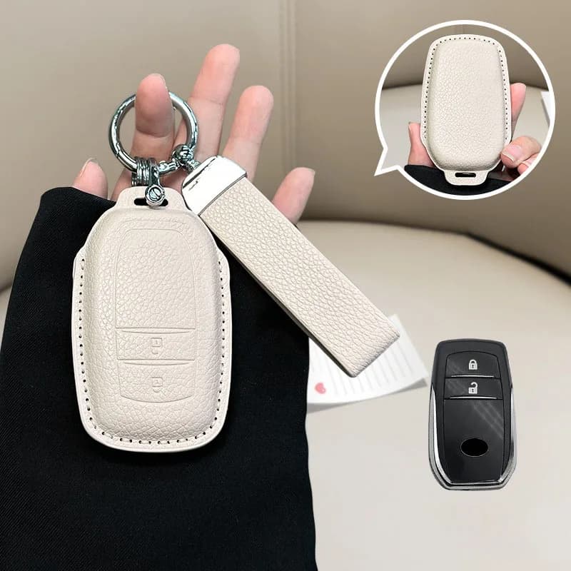 Leather Car Remote Key Case Cover For Toyota Corolla SE 2023 Camry 50 55 TLC200 Yaris Land Cruiser Prado150 RAV4 Venza SIENNA
