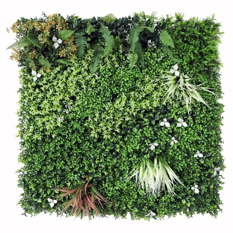 Artificial Green Plant Wall Panel Plastic Hanging Leaves Grass Background Decoration for Indoor Outdoor Home Garden Decor