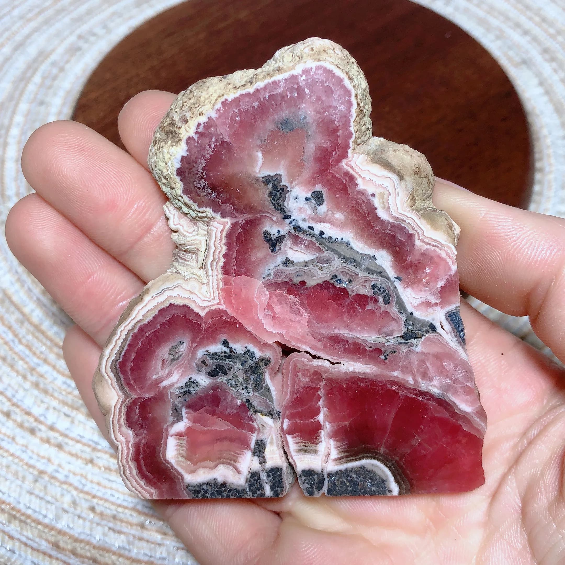 Natural Crystal Rhodochrosite Slices Slab Ore Argentina Mineral Gemstones Ornament Home Decoration Gift