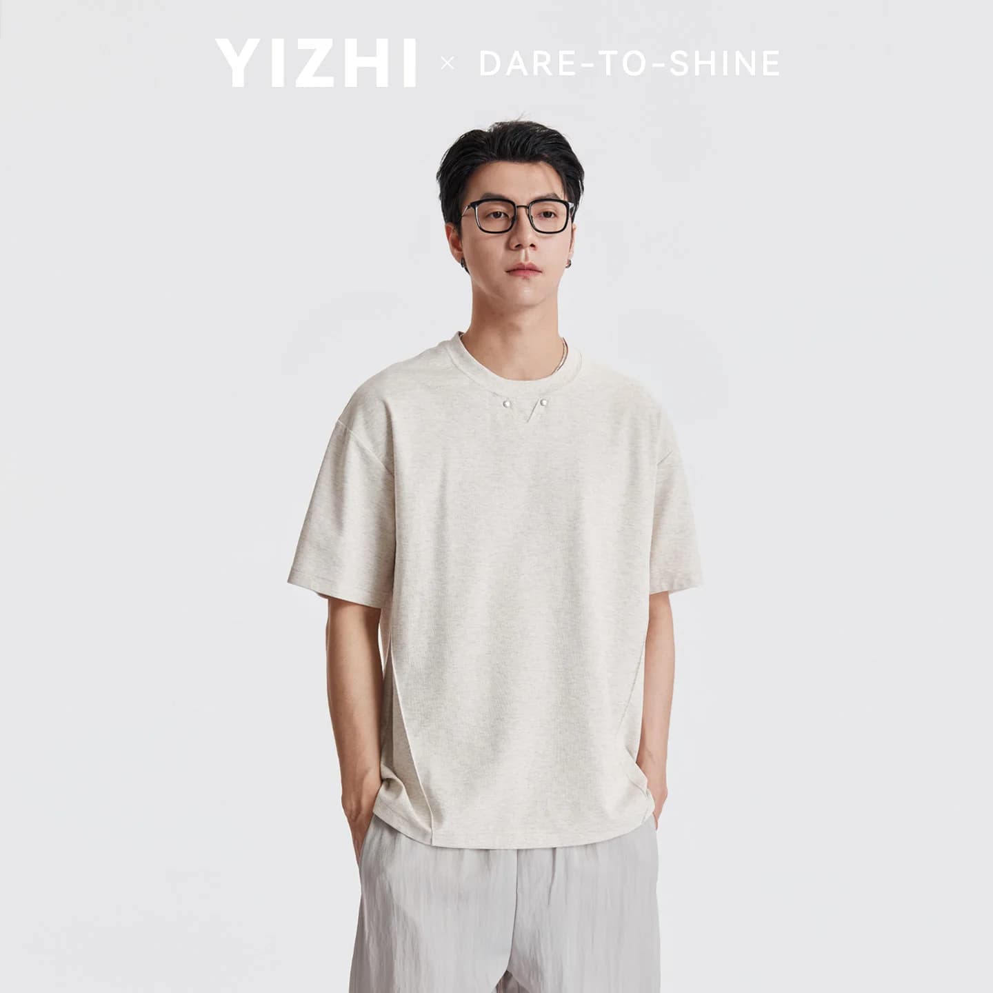Men Fake V-Neck Rivet Drop Shoulder Short Sleeve T-Shirt Summer Loose Textured Solid Color Daily Commuter Versatile Casual Top
