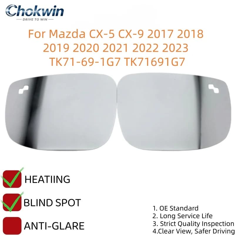 For Mazda CX-5 CX-9 2017 2018 2019 2020 2021 2022 2023 TK71-69-1G7 TK71691G7 Heated Side Wing Rearview Mirror Glass Blind Spot