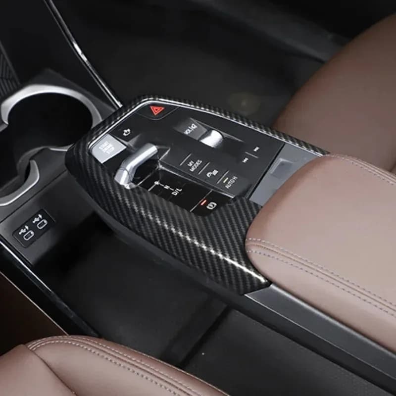 For BMW X1 IX1 U11 2023-2026 ABS Carbon Fiber Car Center Console Panel Water Cup Holder Panel Trim Interior Car Accessories