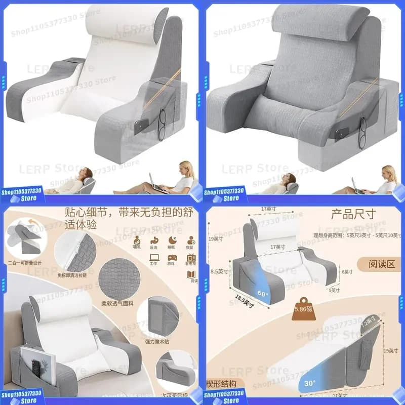 Multifunctional Wedge Pillow for Reading Foldable Triangular Support Cushion Vacuum Compressed Lazy Bed Rest Backrest Slope