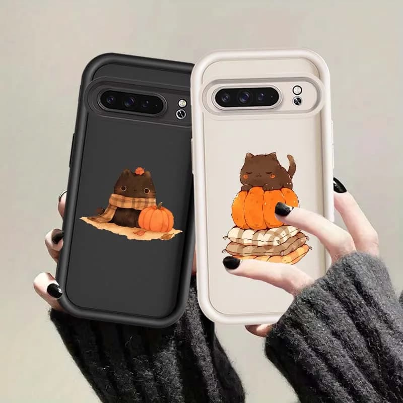 Cute Anime Kitten Cover For Google Pixel 9 8A 8 7A 7 Soft Eye Ladder Phone Case