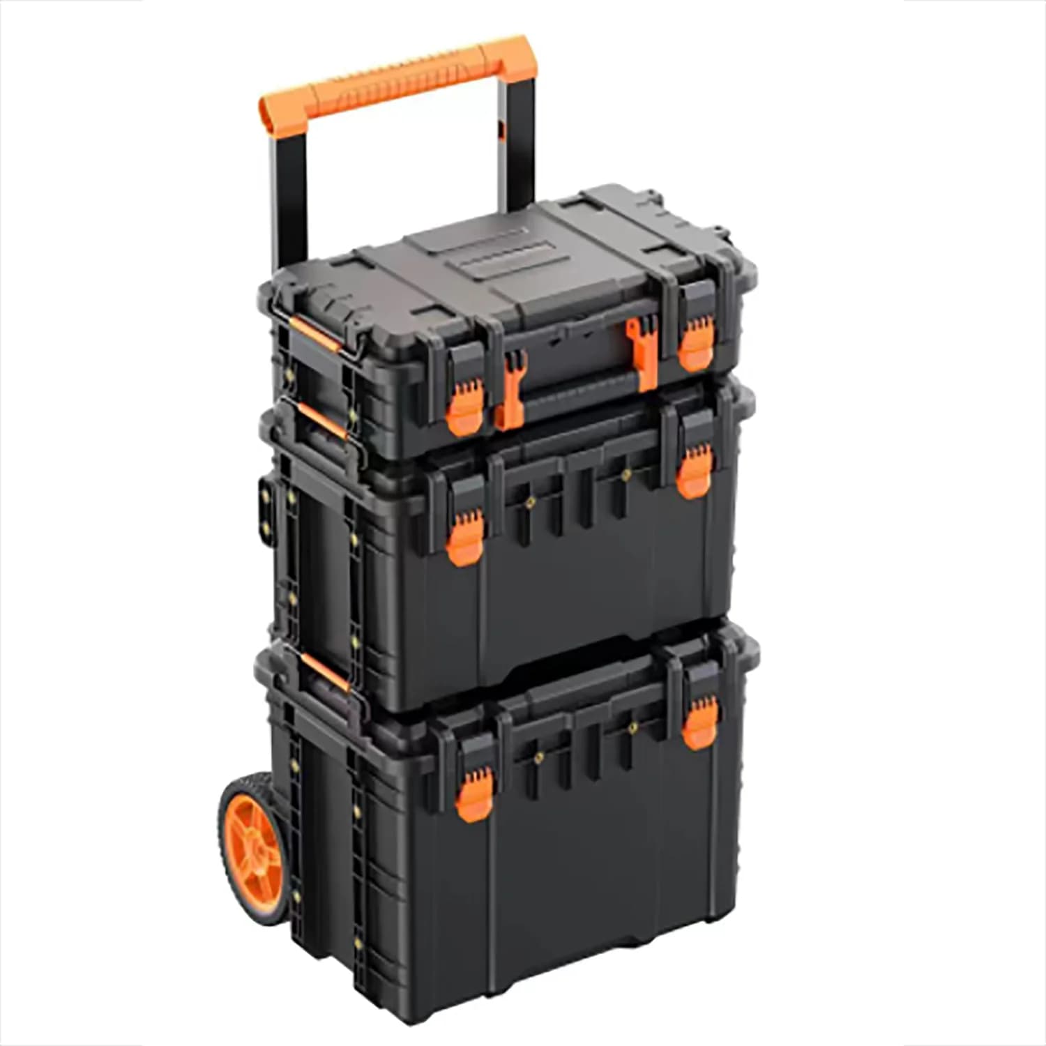 【best】Vertak 3 In 1 Combination Trolley Tool Box With Pull Handle Stackable Rolling Tool Storage Case Set