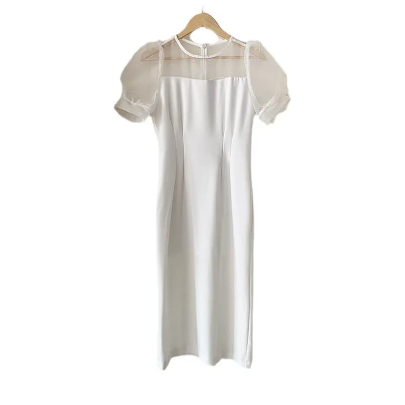 French light wedding dress simple bubble sleeves slim fit, party, small dress dress