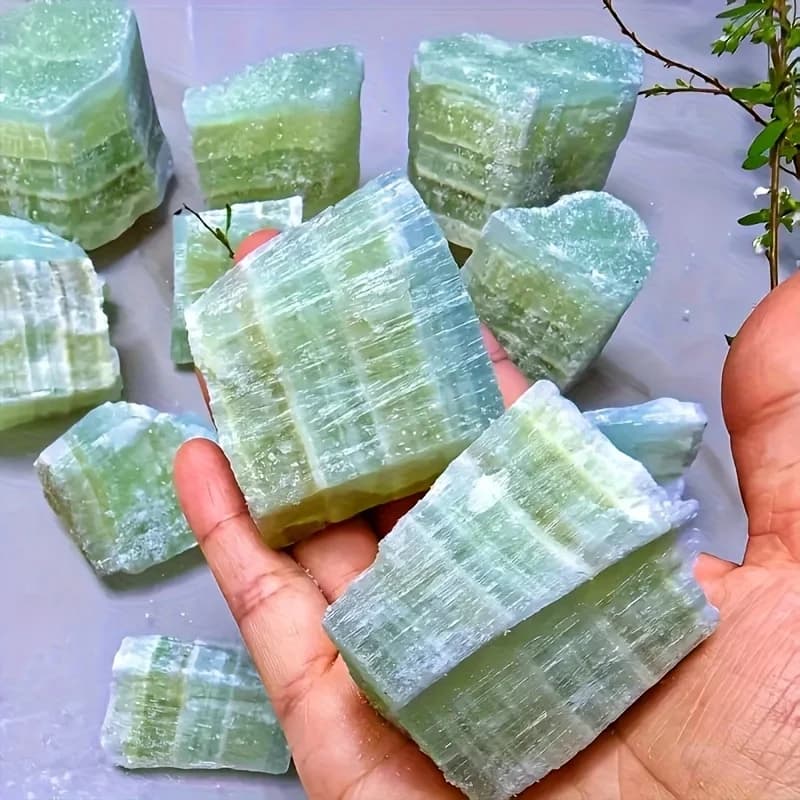 1PC Natural Caribbean Calcite Raw Crystal Rough Stone, Bohemian Mineral for DIY Jewelry Making, Home/Office Decor