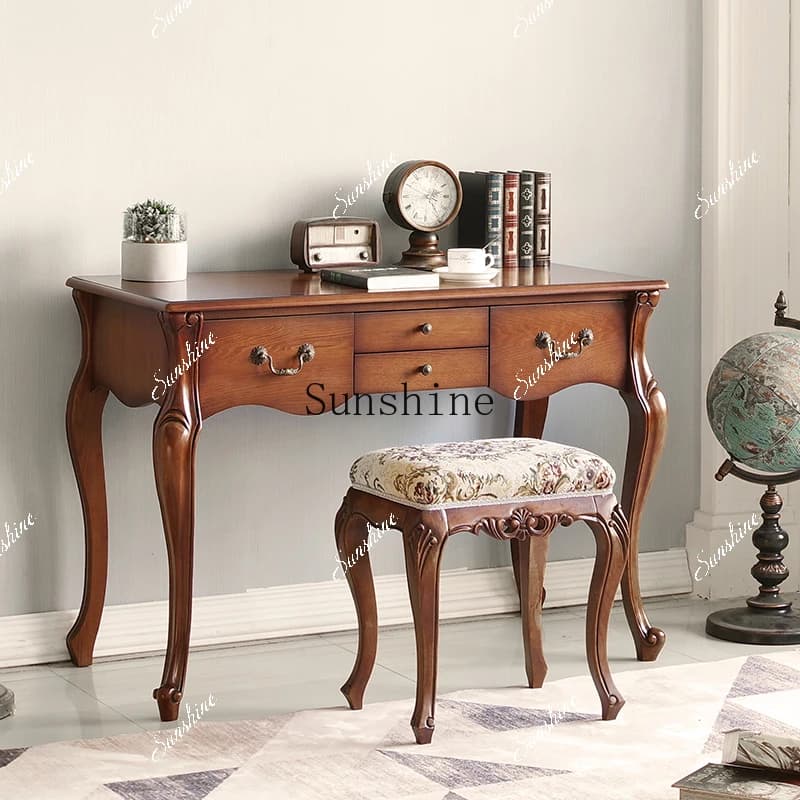 American country retro classic solid wood desk rack combination style computer writing desk table home learning  FT