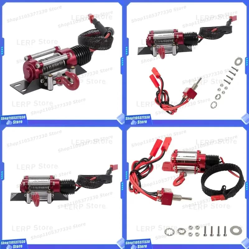 1/10 Scale Metal Wire Winch for SCX10 90046 TRX4 Red Cat Gen8 RC Crawler Axial Simulation Automatic Concrete Tracked Vehicle
