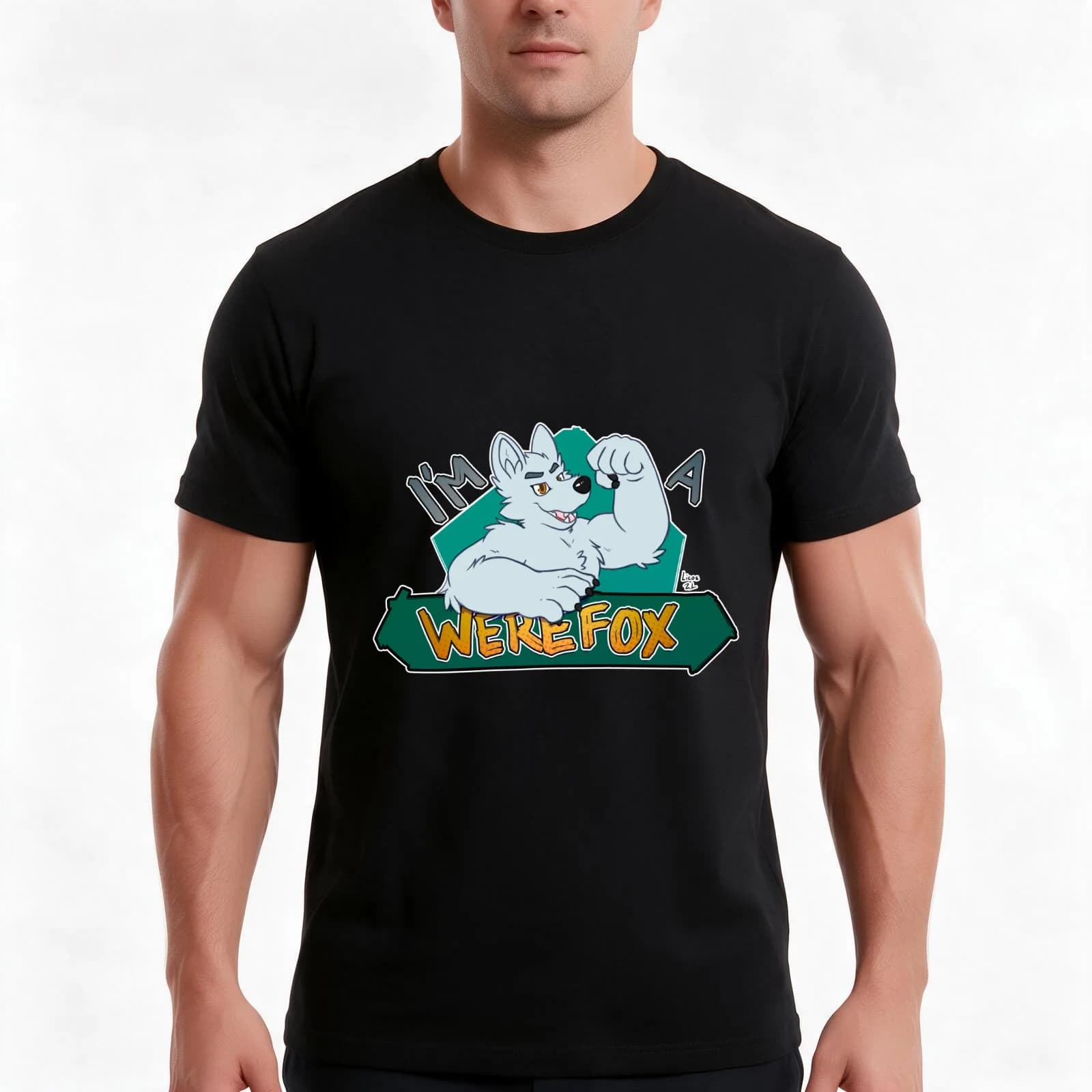 I'm a werefox, white T-Shirt, Summer Casual Cotton Tee, Oversized Streetwear Tops, Vintage Graphic Print, Loose Fit Short Sleeve