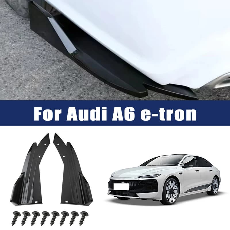 Car Rear Bumper Spoiler Lip Carbon Fiber Wing Trim Anti-crash Diffuser Side Skirt Wrap Angle Splitter For Audi A6 E-tron