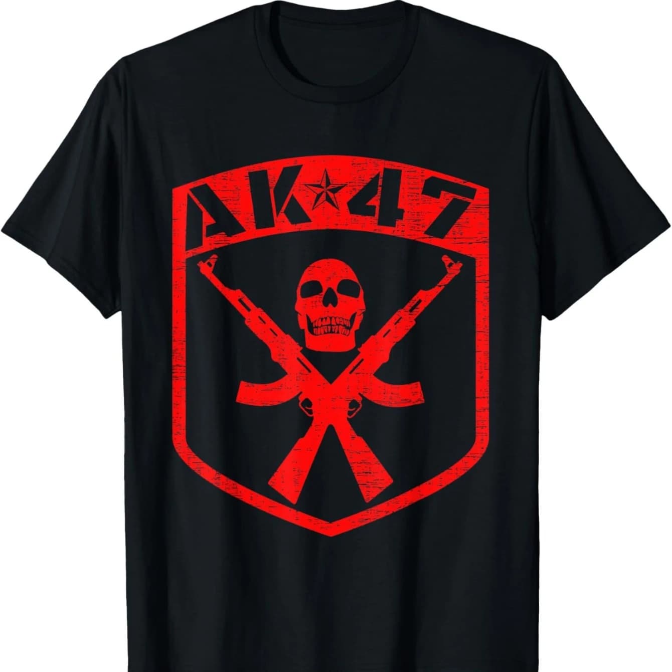 Kalashnikov Skull Gun AK-47 Assault Rifle T-Shirt 100% Cotton O-Neck Short Sleeve Summer Casual Mens T-shirt Streetwear