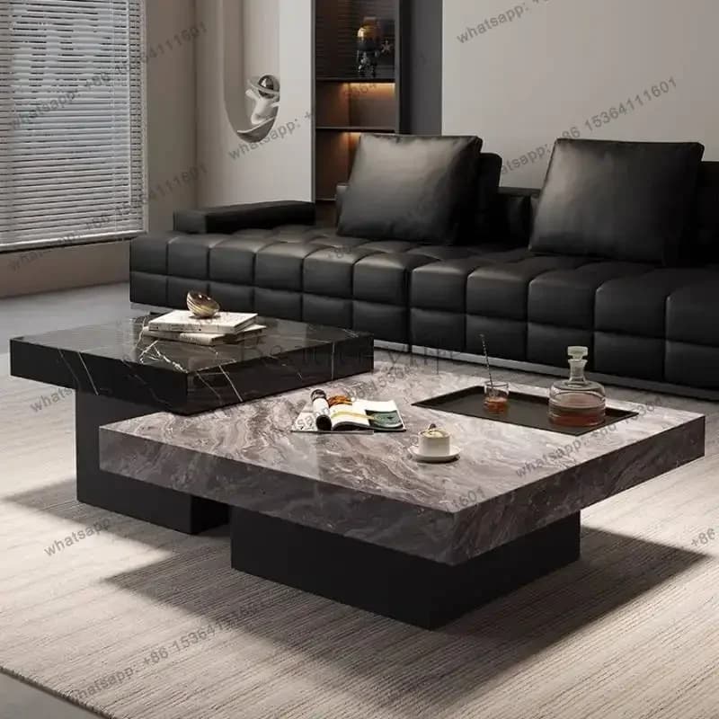 LJY Designer Drawer Coffee Table Italian Decoration White Luxury Coffee Table Center Storage Black Meuble Salon Furniture Home