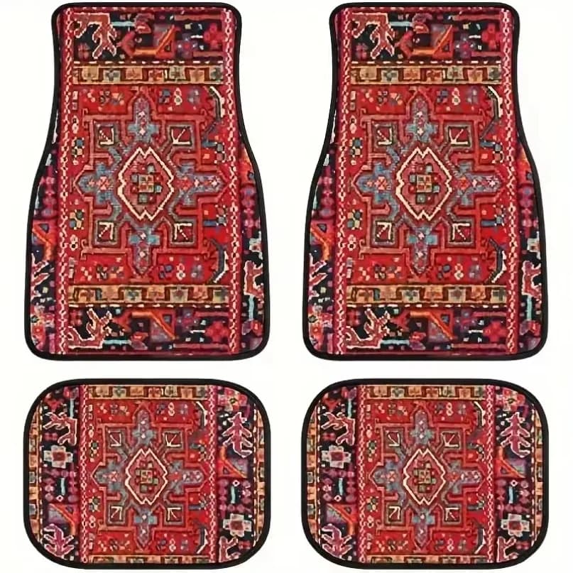 Juego de Alfombrillas Universales para Auto, 4 Piezas, Diseño de Alfombra Persa, Duraderas, para la Parte Delantera y Trasera, p