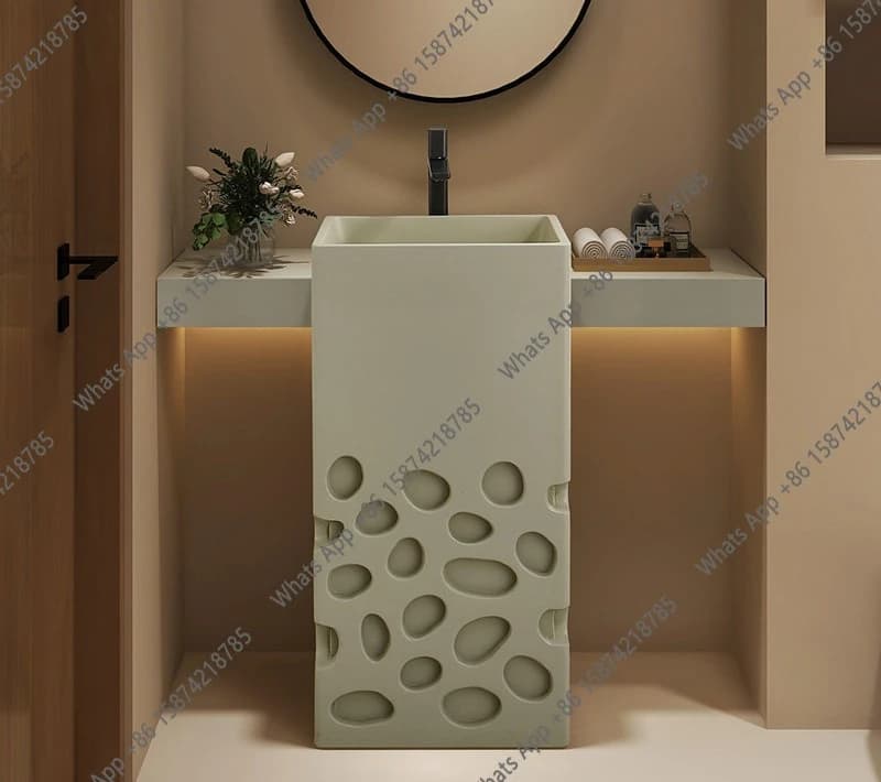 French style square wash basin designer integrated floor type face wash table art custom countertop storage