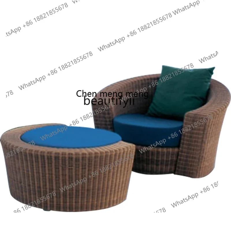 cc182R LBX Outdoor Balcony Lying Bed Leisure Courtyard Villa Garden round Bed Lying Bed Swimming Pool Beach Recliner Rattan Chai