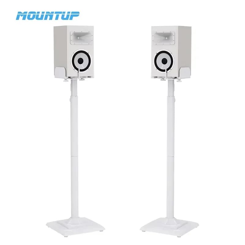 for White Speaker Stand Height Adjustable Holds Bookshelf Speakers Satellite Speakers