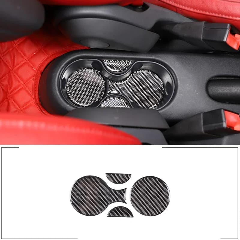 For 2011-2019 Fiat 500 Soft Carbon Fiber Car Styling Car Rear Cup Holder Slot Pad Sticker Car Interior Protection Accessories