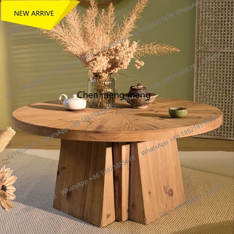 M138 Tea Table Small Apartment Living Room Sofa Front Balcony Homestay Low Coffee Table Natural Wood Nordic Wabi-Sabi Style Tabl