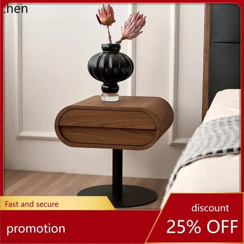 CZ  modern simple bedroom furniture bedside table retro small apartment side cabinet walnut color home accessories