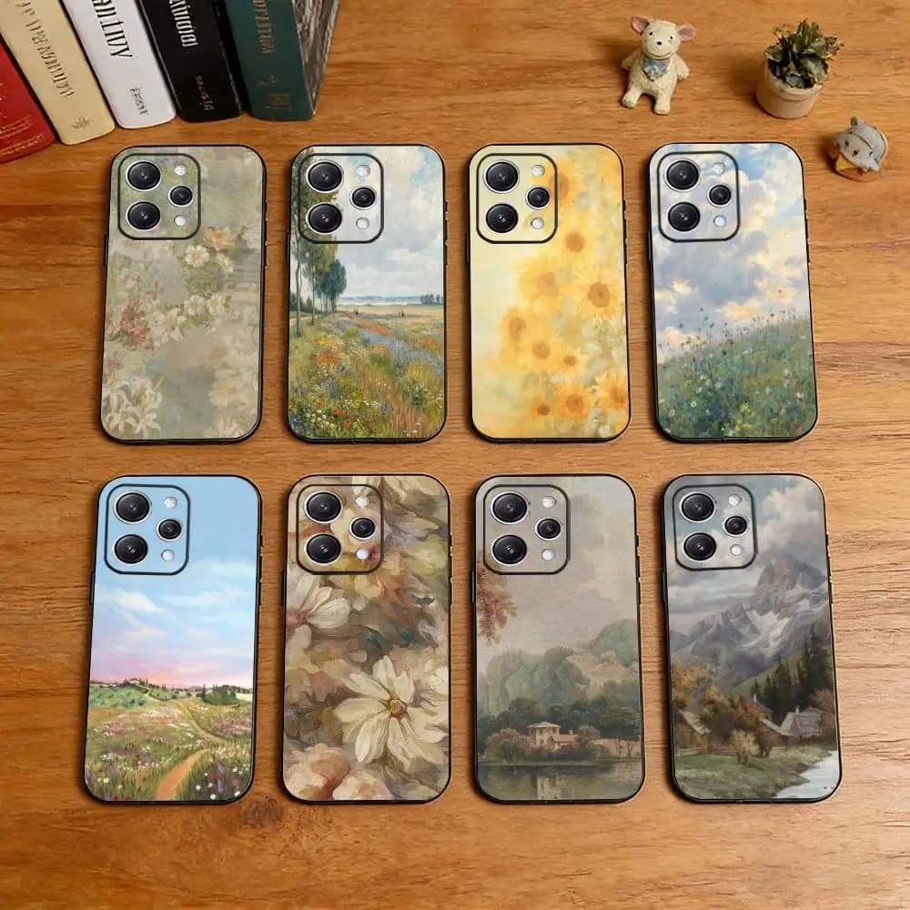 Retro European Landscape Painting  Phone Case For iPhone 17,16,15,14,13,12,11 Plus,Pro Max,XS,Soft Silicone Black Cover