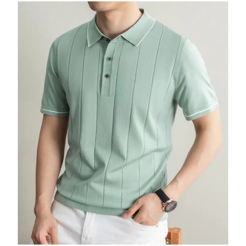Men's Polo Shirts T shirt Luxury Old Money Style Short Sleeve Summer Casual Silk Blend Knitted Top