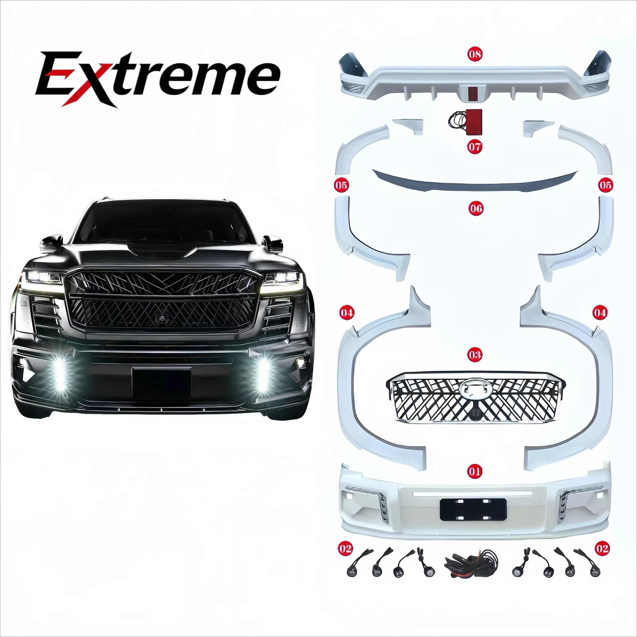WD Style Full Bodykit for 21+ Toyota Land Cruiser LC300 Front Bumper Fender Grille Rear Diffuser Spoiler