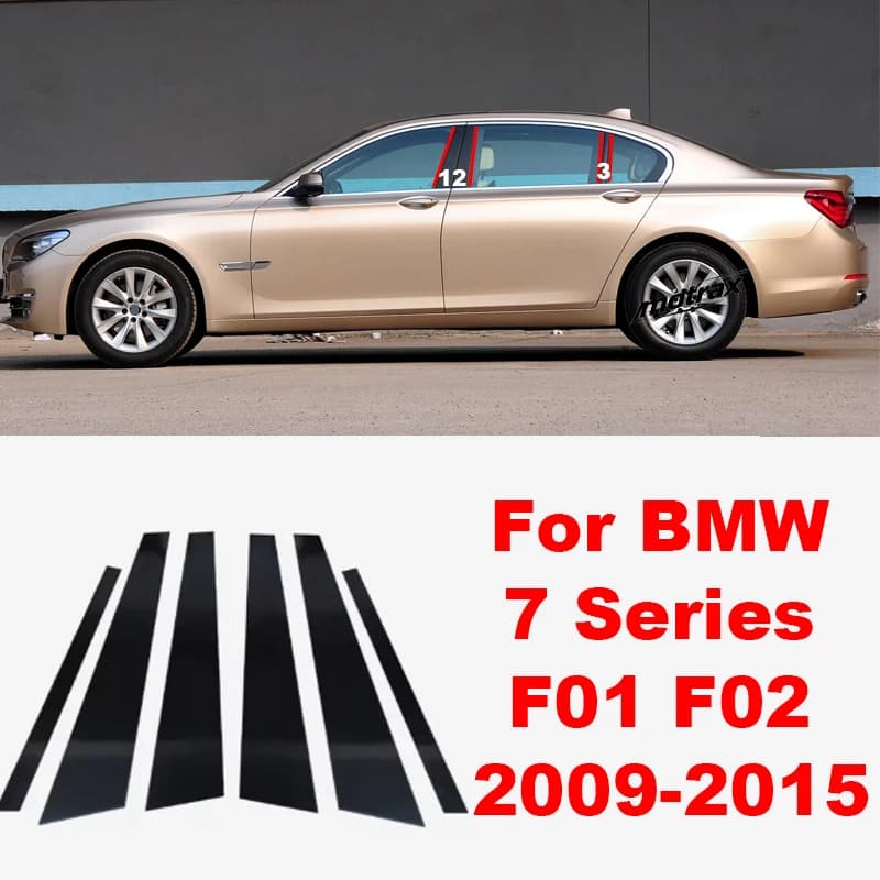 For BMW 7-Series F01 F02 2009 2010 2011 2012 2013 2014 2015 Car PC Middle Pillar Post Cover Door Window Molding Sticker Cover