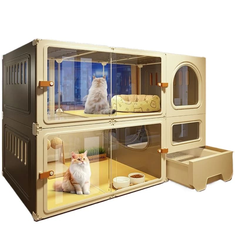 Panoramic balcony cat cabinet villa with cat nest toilet integrated household indoor large space