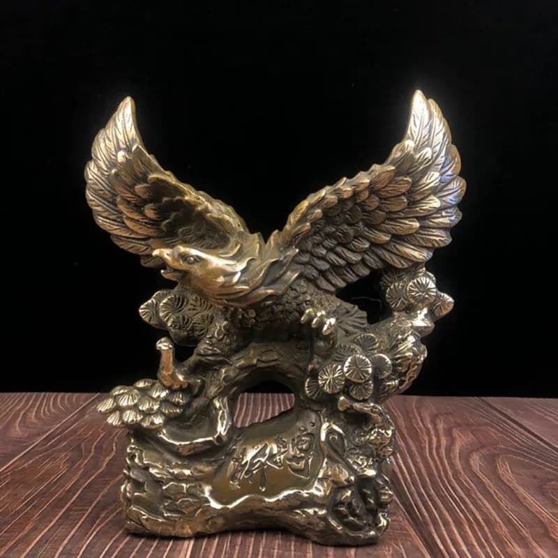 Exquisite Animal Home Living Room Decoration Brass Striving Eagle Ornament Craft