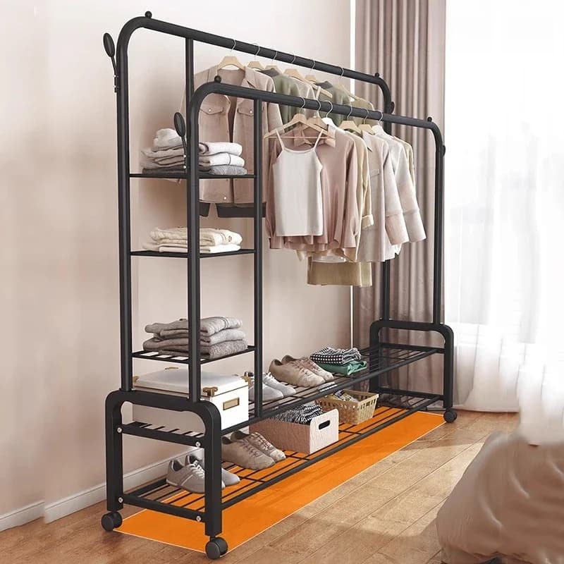 m Detachable Balcony Clothes Rack Wheels Minimalist Adjustable Standing Clothes Rack Layered Hanger Perchero Pie Home Furnitu