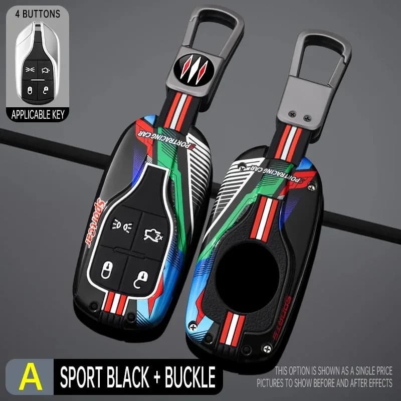 Zinc Alloy + Silicone Full Cover Car Key Case for Maserati Ghibli Levante Quattroporte Keyless Entry Remote Key Protection Shell