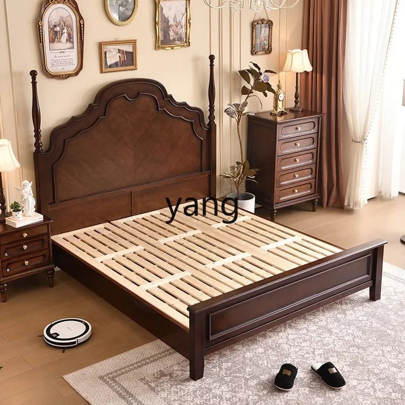 LH solid wood double bed simple high box storage master bed