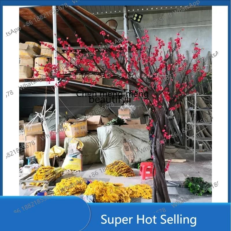 A85 Imitative Tree New Year Wax Red Plum Blossom Large Indoor and Outdoor Decoration Small Wishing Landscape   Floor Window