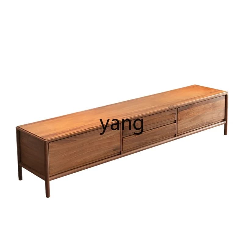 LTT new Chinese black walnut all solid wood living room TV cabinet drawer storage simple home