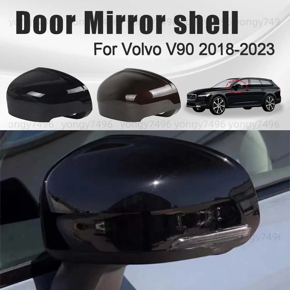 Protective Cover White Black Brown Door Mirror Shell For Volvo V90 2018 2019 2020 2021 2022 2023 Cars Accessories Lens Replace