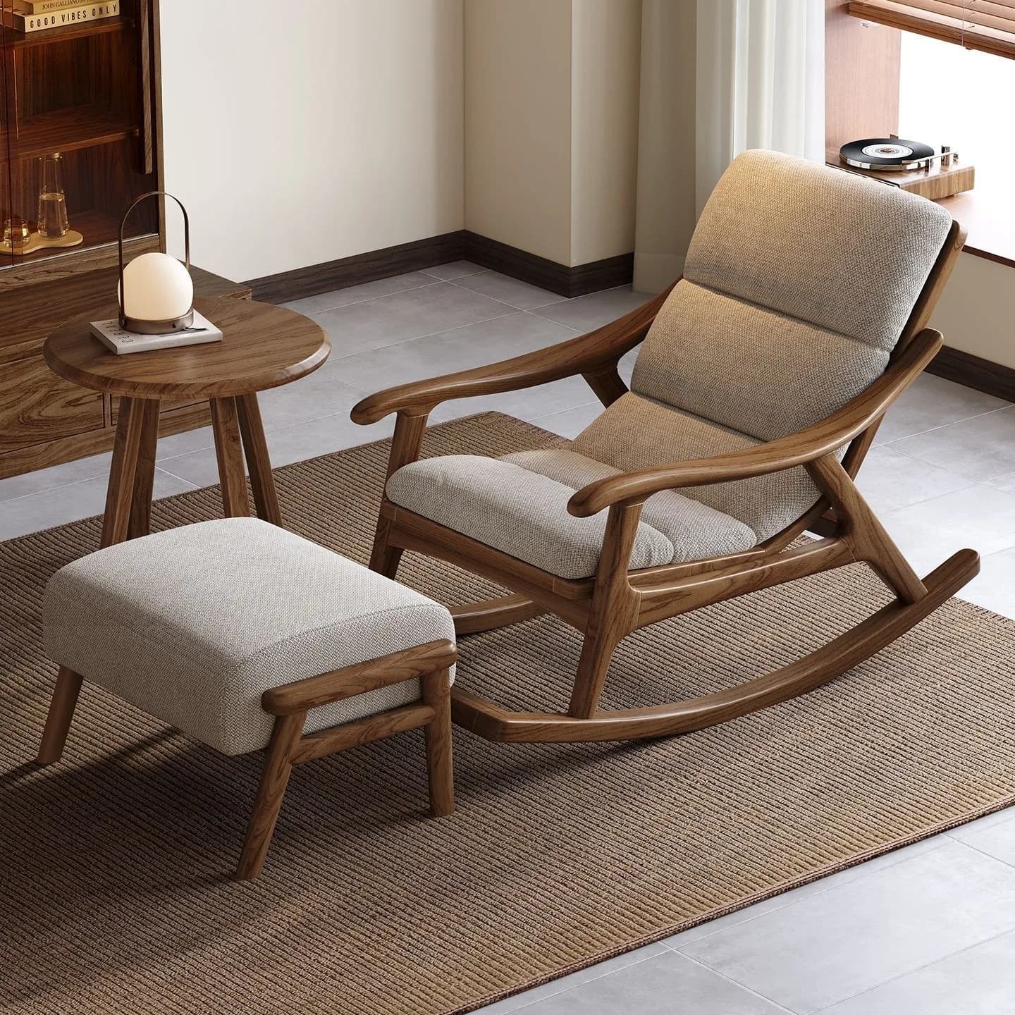 HYS Rocking Chair All Solid Wood Rocking Chair Comfortable Leisure Chair Elderly  Cherry Wood Modern Simple Rocking